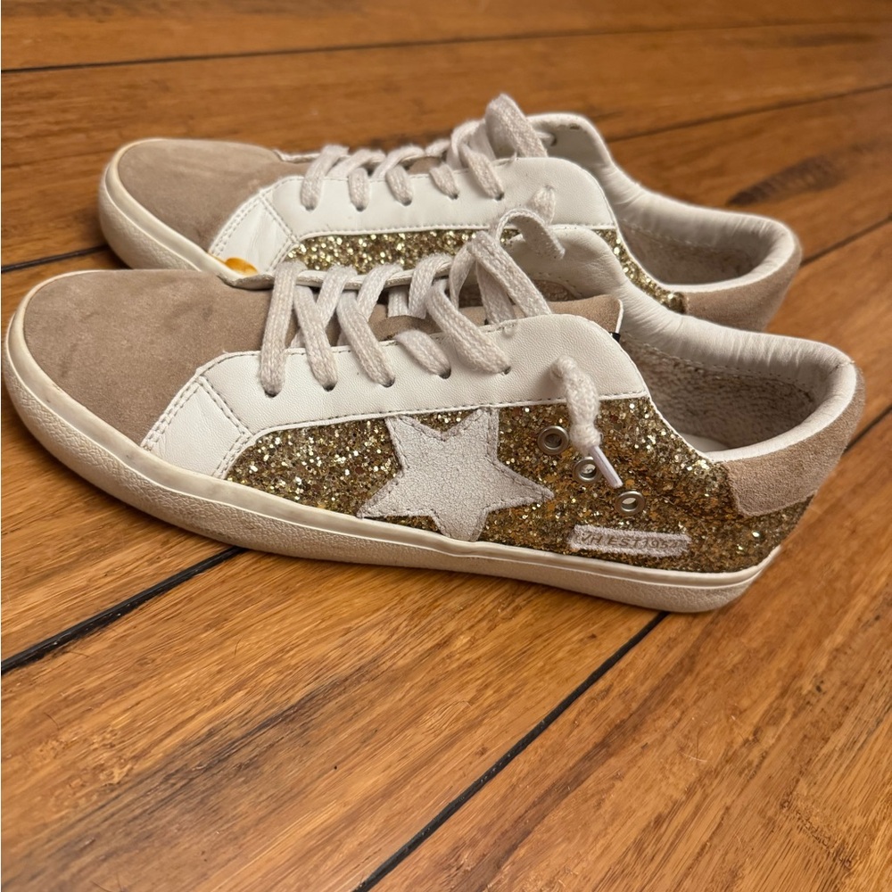 Gold Glitter Star Women's Sneakers